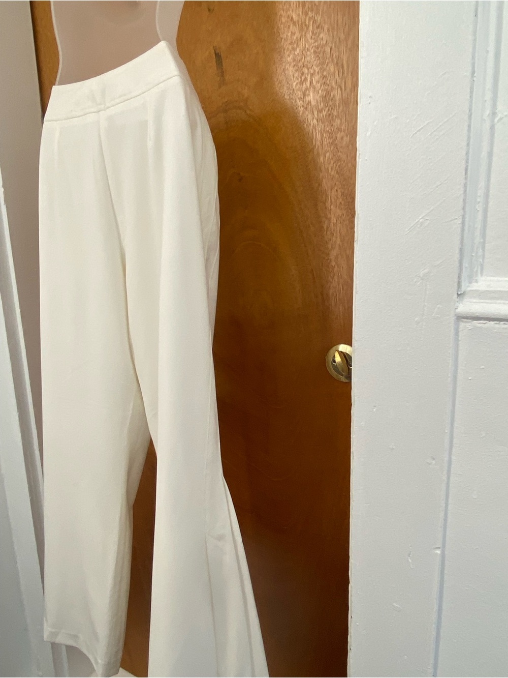 High-Rise Cream Wide-Leg Trousers